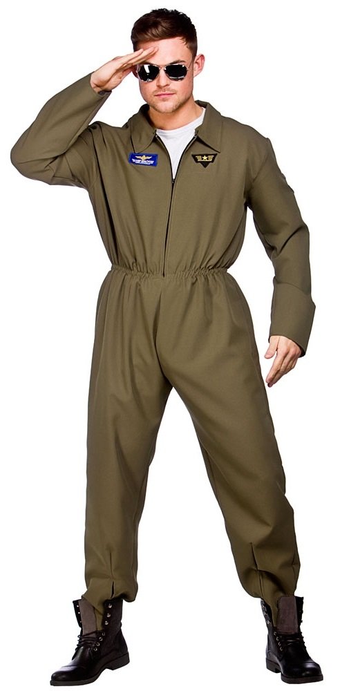 Mens Top Shot Pilot Fancy Dress Costume - Medium