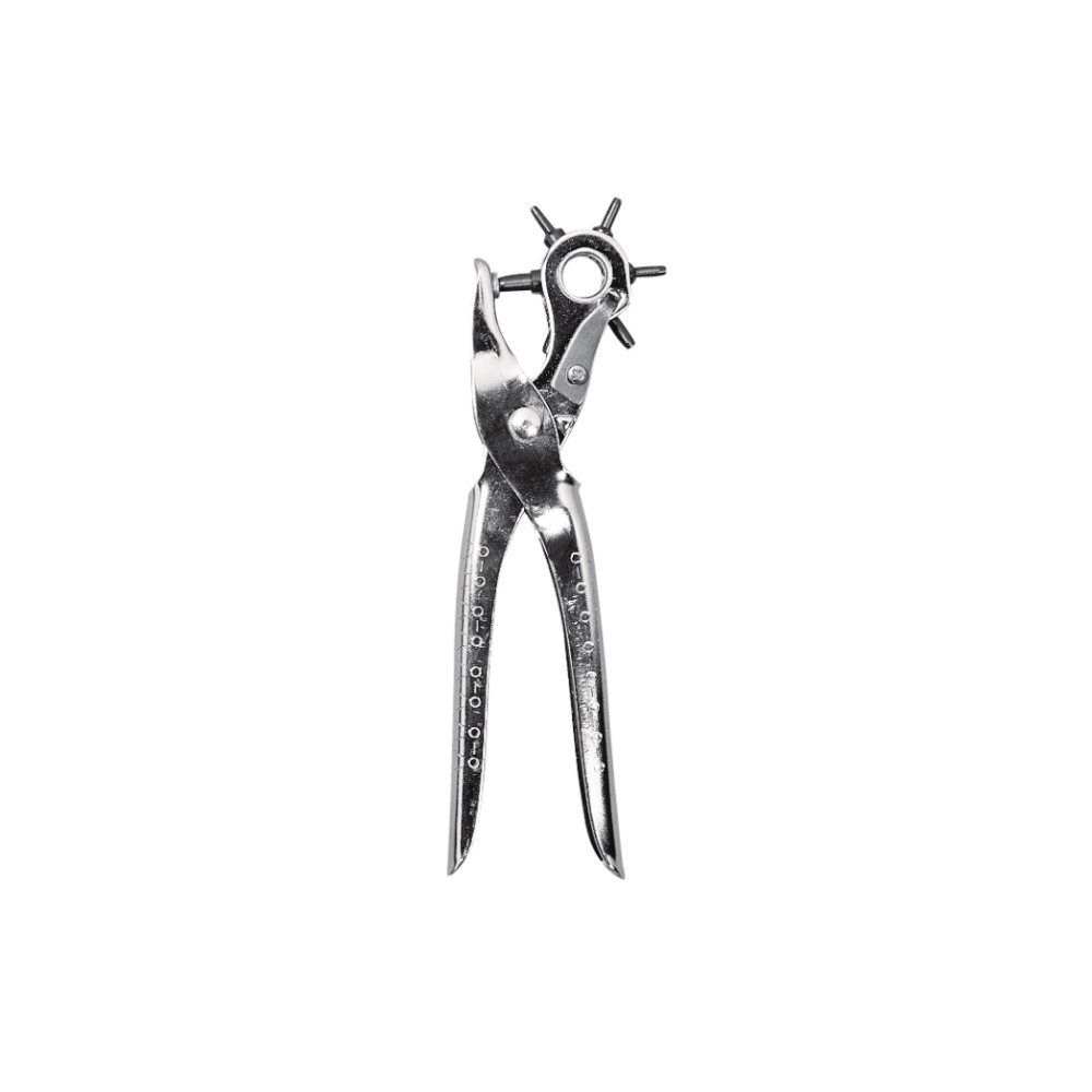 Rayher Revolving Punch Plier with Six Different Punch Heads, Rotary Hole Punch for Leather, Crafting, Card Making, and Scrapbooking, Length 22cm, metal, silver, 2109300