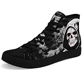 coolcustomize Unisex Skull High Tops for Women Cool Design Black Canvas Shoes Classic Lace Up Fashion Sneakers Streetwear