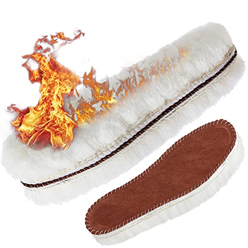 Novforth Warm Insoles for Shoes, Women Thick Sheepskin Insoles, Mens Fleece Inserts for Boots Slippers Wellies