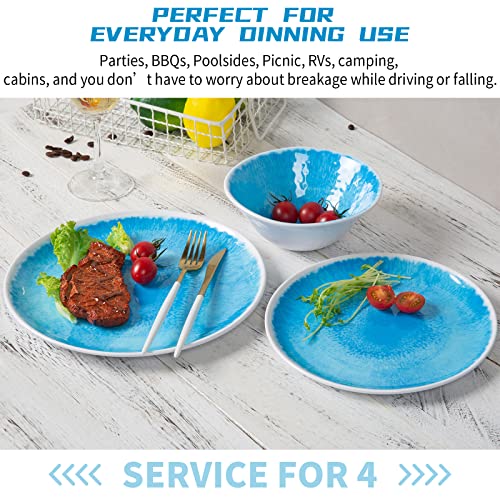 Melamine Dinnerware Set for 412pcs Dinnerware Dishes Set for Indoor