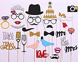 BUYDEAL Wedding Photo Booth Props DIY 31-Kit Bridal Shower Photo Booth Prop for Wedding Party Decoration