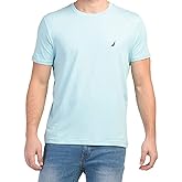 Nautica Mens Short Sleeve Solid Crew Neck T-Shirt (Large, Harbor Mist/Navy)