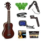 Lanikai LUTU-21S Mahogany Soprano TunaUke Ukulele (Natural) + Pegwinder + Guitar Picks + Yamaha Guitar Strings + Guitar Tuner + Guitar Strap + Cable Clip + Yamaha DVD