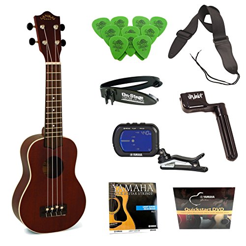 Lanikai LUTU-21S Mahogany Soprano TunaUke Ukulele (Natural) + Pegwinder + Guitar Picks + Yamaha Guitar Strings + Guitar Tuner + Guitar Strap + Cable Clip + Yamaha DVD