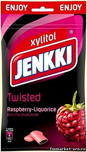 Jenkki Enjoy Twisted Raspberry - Licorice - Original - Finnish - Xylitol - Chewing Gum - Bag 100g