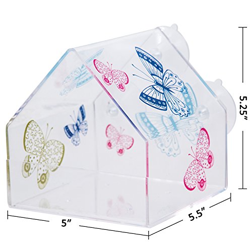 CEDAR HOME Window Bird Feeder Squirrel Proof Outdoor Garden Patio Decorative Water Proof Acrylic Butterfly Rabble Cottage Pet BirdFeeder