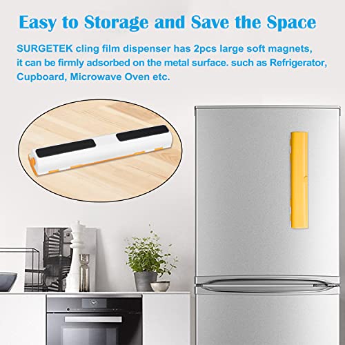 Plastic Wrap Dispenser with Cutter, SURGETEK Refillable Cling Wrap