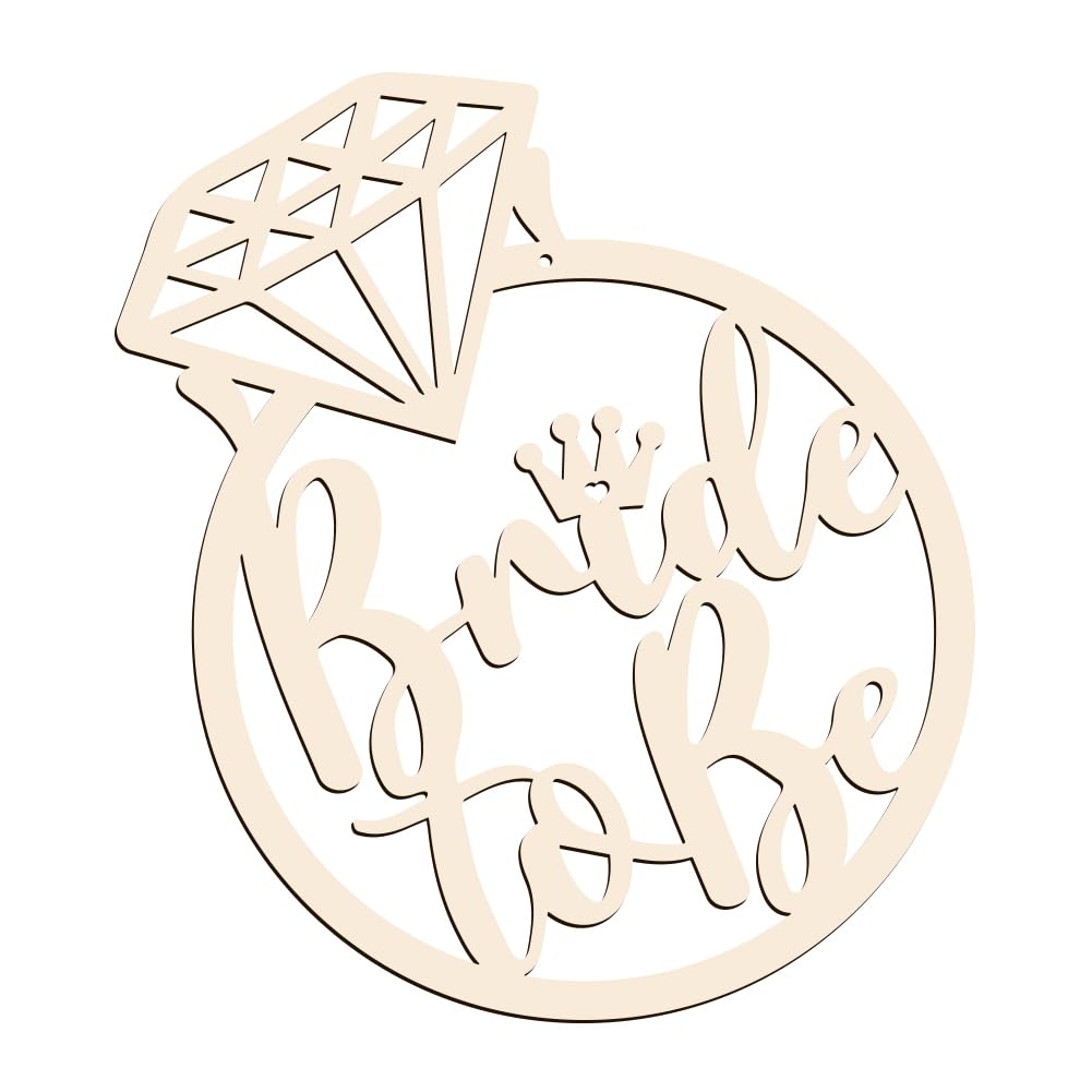 AHANDMAKER Bride to Be Diamond Ring Wooden Sign Wedding Party Decoration Wood Letters Sign Decorations Photo Booth for Wedding Hanging Wall Decorative Plate Bachelorette Wedding, 11.8 inch