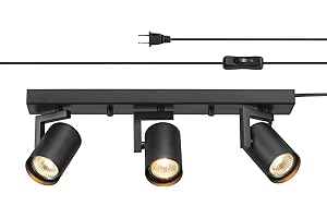 GLOBE Electric 64000164 17" 3-Light Plug-in Track Lighting, Matte Black, 15 Foot Cord, in-Line On/Off Rocker Switch, Pivoting Track Heads, Ceiling Light, Home Improvement