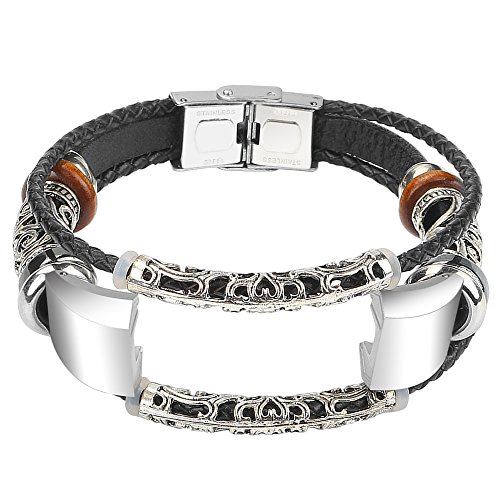 For Fitbit Alta HR and Fitbit Alta Bands,Somoder Handmade Vintage Fashion Alloy Leather Bangle for Fitbit Alta HR and Fitbit Alta,Ajustable 5.5" - 8.5"