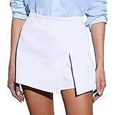 GOBLES Women's Casual High Waist A-line Side Slit Asymmetrical Hem Mini Office Skorts