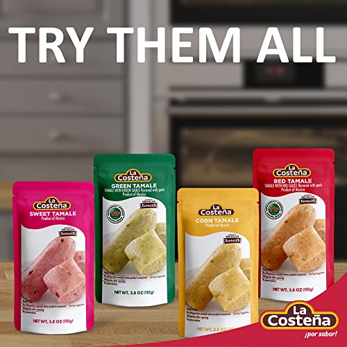 LA COSTEÑA TAMALES VERDES, PORK FLAVOR, MICROWAVEABLE, NO REFRIGERATION REQUIRED, 3.