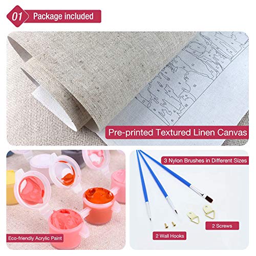 Toudorp Malen nach Zahlen Kits 16x20 Zoll Leinwand Ölgemälde DIY Acrylmalerei, Mit Acrylfarben und Pinseln - Katze und… – Bild 3
