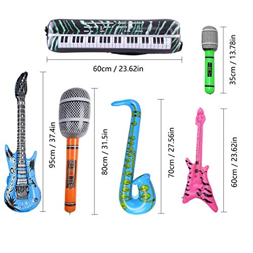 image for Wenosda 6pcs Inflatables Guitar Saxophone Microphone Beth Keyboard Mus