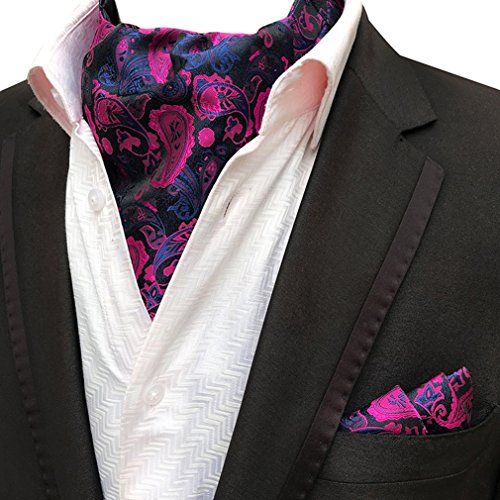 Men's Exquisite Pailey 4Pcs Cravat Ascot Suit Tie Necktie Pocket Square Set of 4