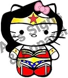 Hello Kitty Wonder Woman Vinyl Sticker Decal Cars Trucks Vans Walls Laptop