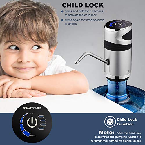 5 gallon Bottle Water Pump, USB Charging Portable Electric Drinking