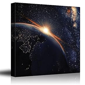 Sun Shining on Planet Earth from Outerspace - Canvas Art Home Art - 12x12 inches