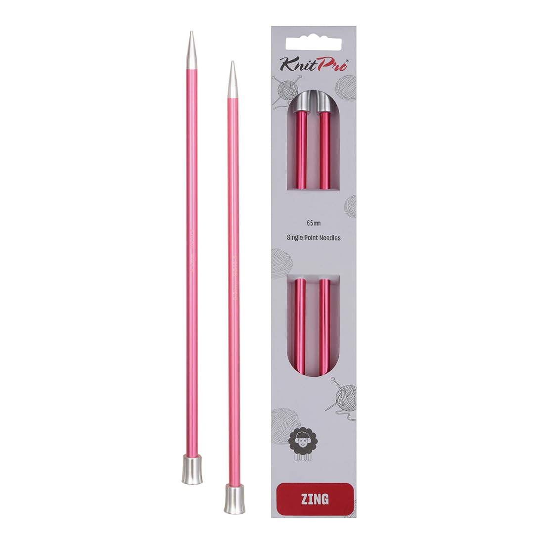 KnitPro Zing Single Pointed Needles 12" (30cm) | 6.50mm