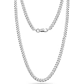 Charmsy Solid 925 Sterling Silver Curb Chain Necklace for Men Women | Italian 5MM Diamond-Cut Cuban Link Chain Necklace(16, 18, 20, 22, 24, 26 Inches), Made in Italy