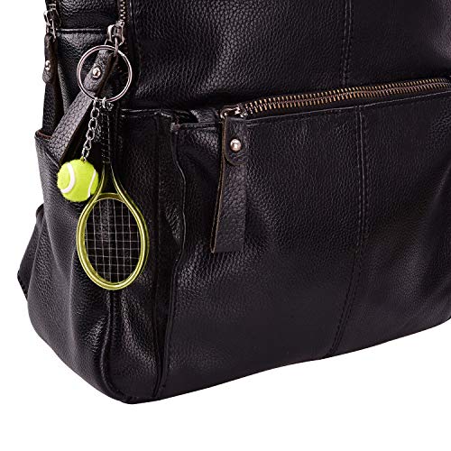 Ancefine 12 Pieces Tennis Racket Keychain Key Ring Metal Tennis Ball Split Ring,6 Color