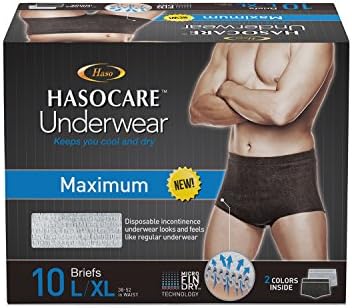 HASOCARE Breathable Incontinence Underwear for Men, Maximum Absorbency, Large/X-Large,Total 40 Count (4 Packs x 10)