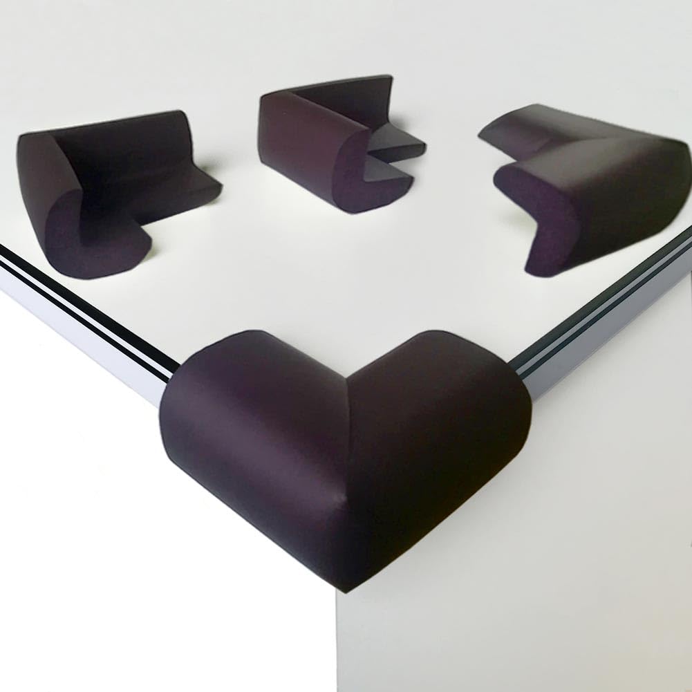 Santme 8 Pack Child Safety Corner Protectors, Soft Foam Baby Proofing Corner Guards Right Angle No Smell Table Corner Protectors for Baby and Kids Brown