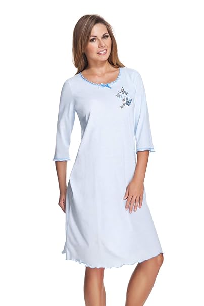 e.FEMME Damen Nachthemd Celine mit 3/4 Ärmeln
