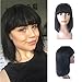 Enoya Human Hair Bob Wigs with Bangs Brazilian Yaki Machine Made Glueless Short Wigs (12