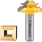 45 Degree Router Bit, Newdeli 1/2 Shank 45 Degree Lock Miter Router Bit, 1/2-inch Stock Lock Miter Woodworking Tools for 90-D