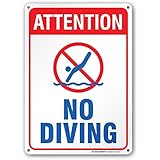 Attention No Diving, Swimming Pool Rules Sign - 10