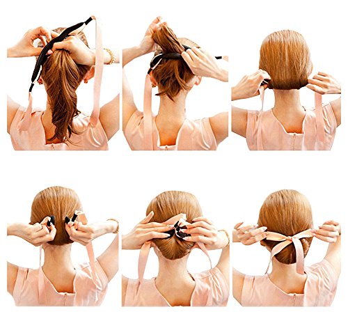 HugeStore 3 Pcs Cloth Magic Clip French Twist Bun Makder Holder Hair Bun Donut Maker Doughnut Shaper