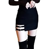 BSJIA Womens Asymmetrical Skirt High Waist Gothic Dance Short Mini Bodycon Skirts