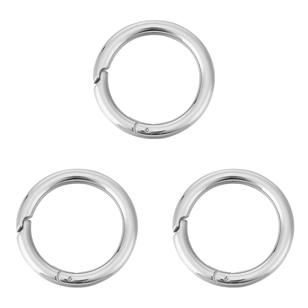 UNICRAFTALE About 3Pcs 30mm Spring Gate Rings 316 Stainless Steel Snap Clasps Round Carabiner Clips Snap Hooks Metal Spring Keyring Buckle Clasps for Bag Purse Shoulder Strap Key Chains