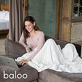 Baloo Weighted Blanket, 20 lbs, 60x80 inches, Fits Queen Size Bed TOP, Eco-Friendly Luxury, Chemical-Free, Soft Cool Cotton in Pebble White Color, Lead-Free Glass Beads, Double Quilted