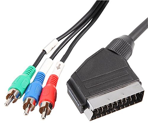 Pro Signal PSG00931 SCART Male to 3x Phono (RCA) Male Lead, 1.5m, Black
