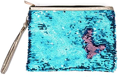 WISEUK 1PC Mermaid Sequin Women Evening Party luxury Pouch Glitter Purse lady handbag Clutch Reversible chest bag Outdoor Unisex
