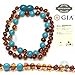 Amber Teething Necklace for Babies, GIA Certified, Baltic Amber, Natural Remedy for Swollen, Drooling & Teething Pain, Cognac/Turquoise