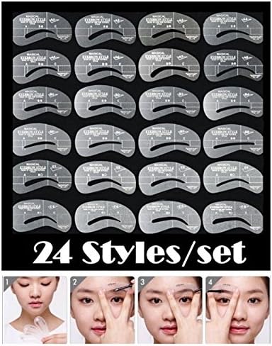 24 Styles Eyebrow Stencils Eye Brow Grooming Shaping Templates DIY Makeup Beauty Tools
