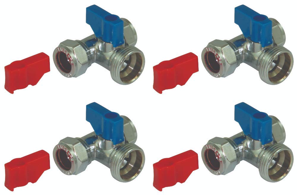 Aumix 15mm x ¾ inch Tee Washing Machine/Dishwasher Valve Tap T Connector x4