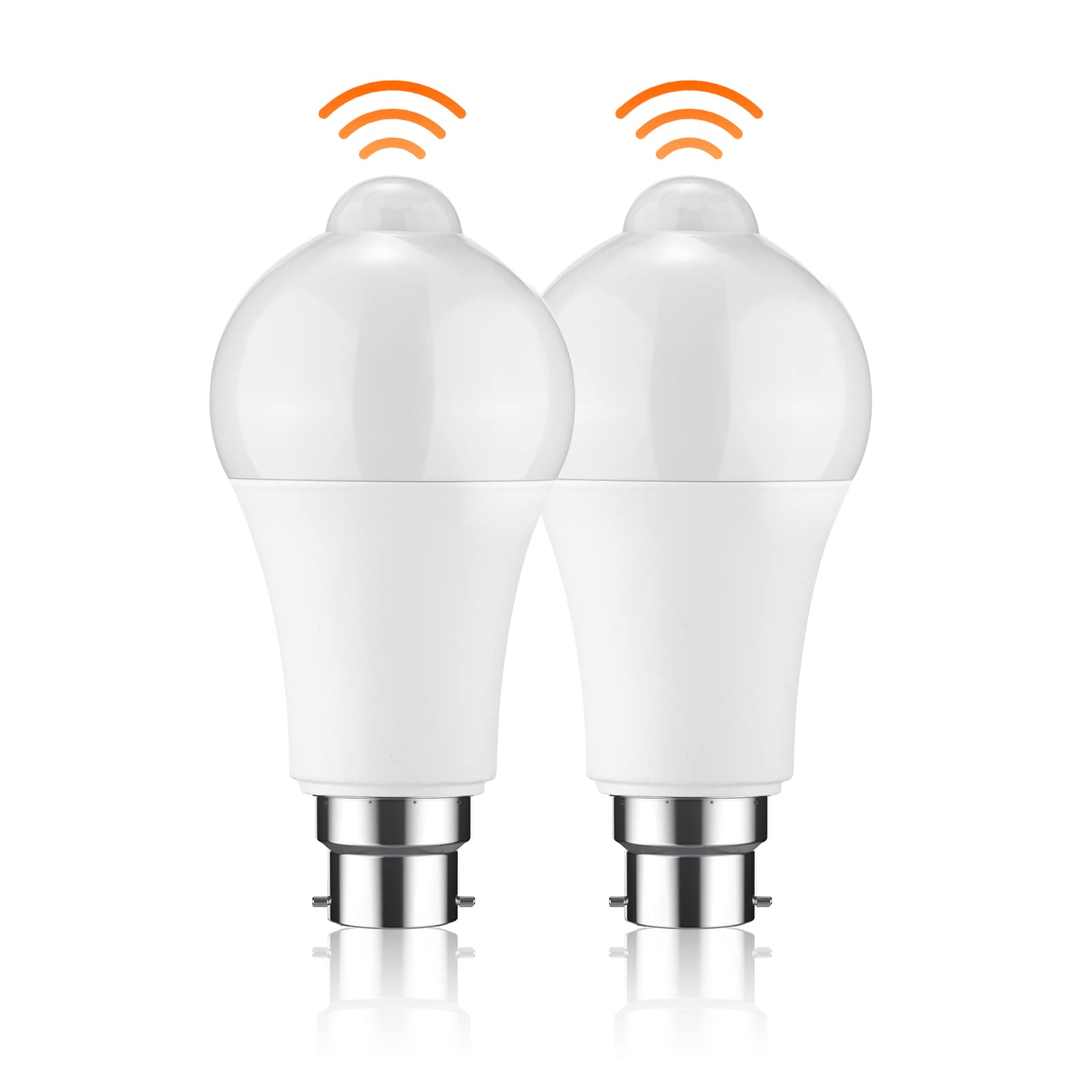 ZONJIE 2 Pack Motion Sensor Light Bulb, 12W B22 Smart Light Bulbs PIR Motion LED Bulb 6000K Cool White Auto On/Off Bayonet Smart Life Bulb for Stairs Garage Basement Corridor