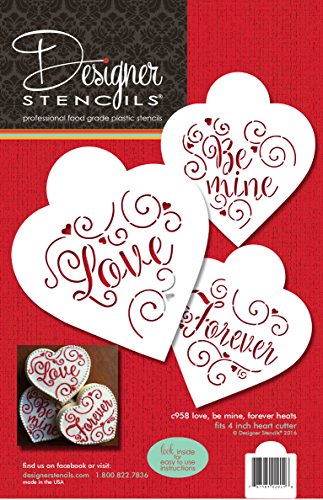 Designer Stencils C958 Love, Be Mine, Forever Hearts Cookie Stencil Set