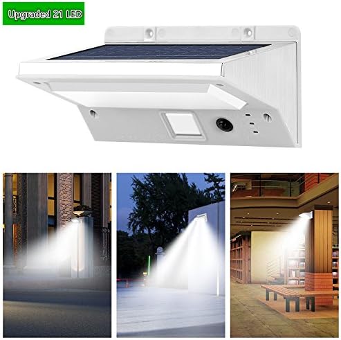 Falove 21 LED Solar Powered Outdoor Stainless Steel 3 Mode Motion Sensor Wireless Security Flood Light for Garage Pool Patio Yard Driveway Garden,1 PACK