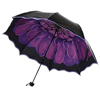 Bessyn Travel Fashion Parasol Folding Rain Windproof Black Glue Umbrella Lace Dome Anti-UV Sun/Rain Protection Umbrella for Girls Lovely Gift Kid (Purple)