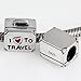 I Love to Travel Charm 925 Sterling Silver Suitcase Charm with Red Enamel Heart for European Bracelet,Mothers Day Gifts (Suitcase)