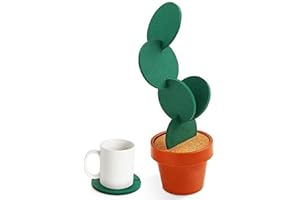 Coasters DIY Cactus Coaster Set of 6 Pieces with Flowerpot Holder for Drinks Novelty Gift for Home Office Bar Decor and Improvement, Sirensky Brand