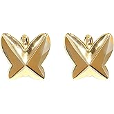 2026Origami Butterfly Hoop Earrings for Women - 3D Geometric Gold-Tone Lightweight Hinged Hoop Earrings Fashion Minimalist Statement Jewelry for Daily Wear (0.6 Inch)
