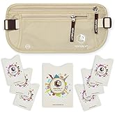 VENTURE 4TH Slim Minimalist Design RFID Money Belt with RFID Blocking Sleeves, for Men and Women – Ideal for Keeping Your Cash, Credit Card, Passport, Phone Secure When Traveling - Beige