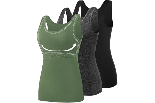 ROSYLINE Cotton Tank Tops with Shelf Bra Undershirts for Women Stretch Tanks Wide Strap